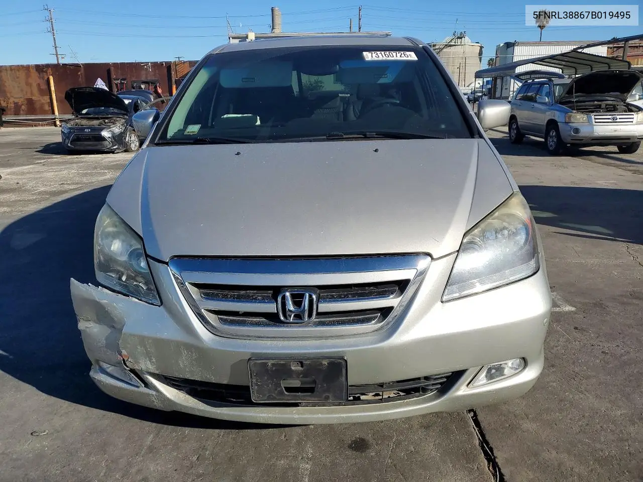2007 HONDA ODYSSEY VIN 5FNRL38867B019495 — фото 5