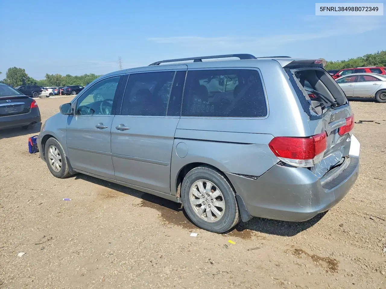 2008 HONDA ODYSSEY VIN 5FNRL38498B072349 — фото 2