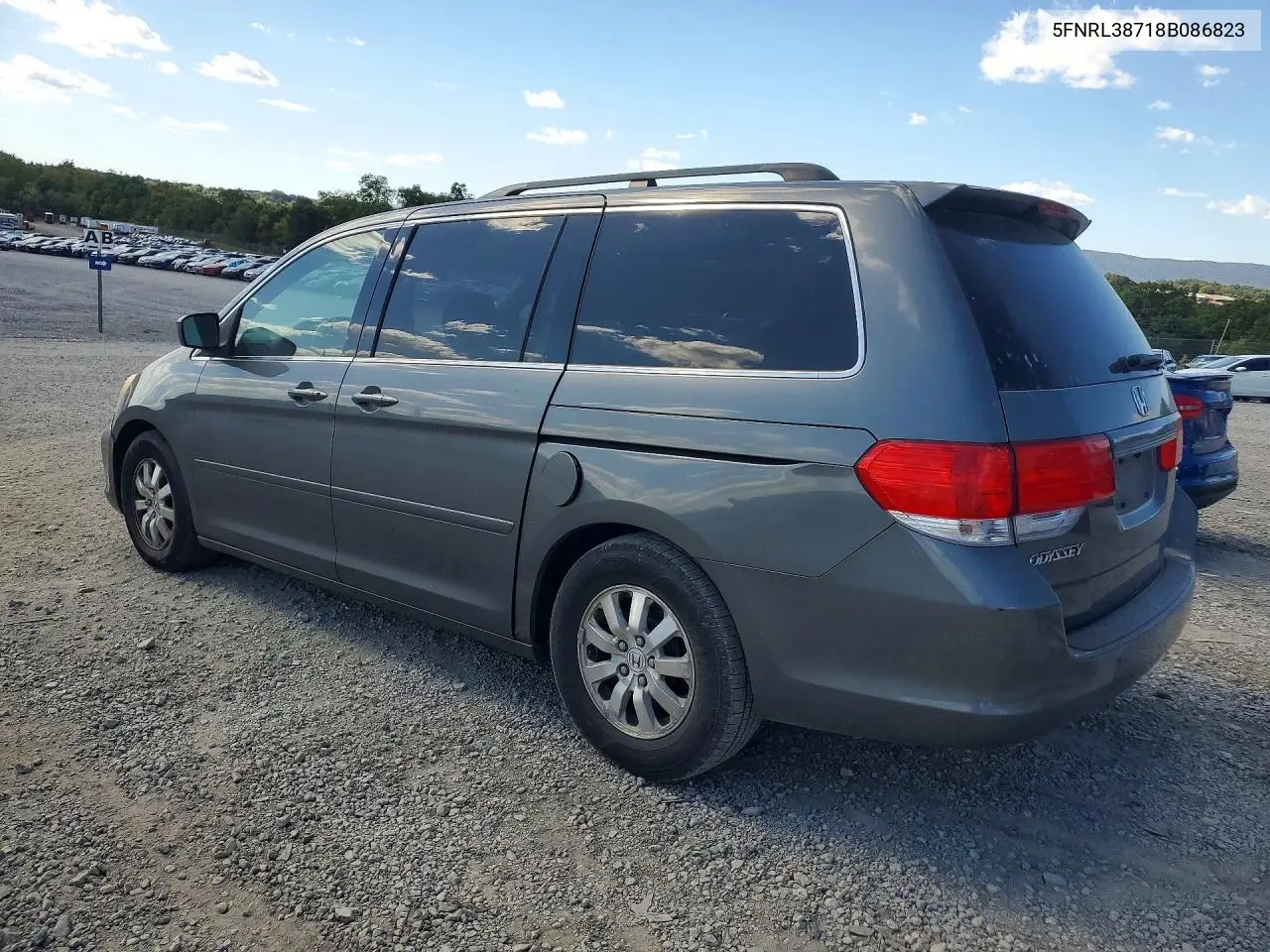 2008 HONDA ODYSSEY VIN 5FNRL38718B086823 — фото 2