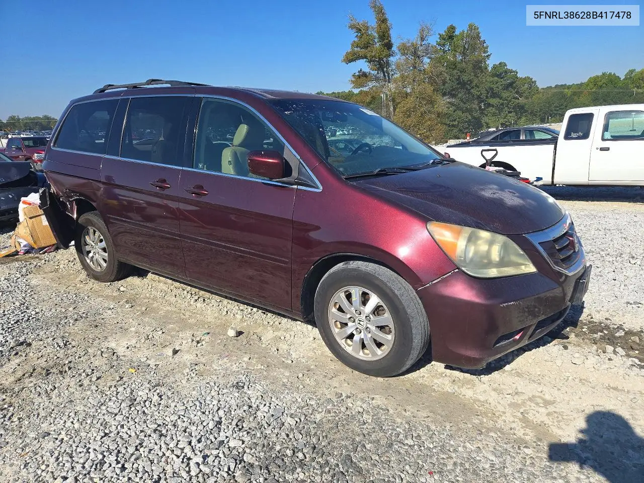 2008 HONDA ODYSSEY VIN 5FNRL38628B417478 — фото 4