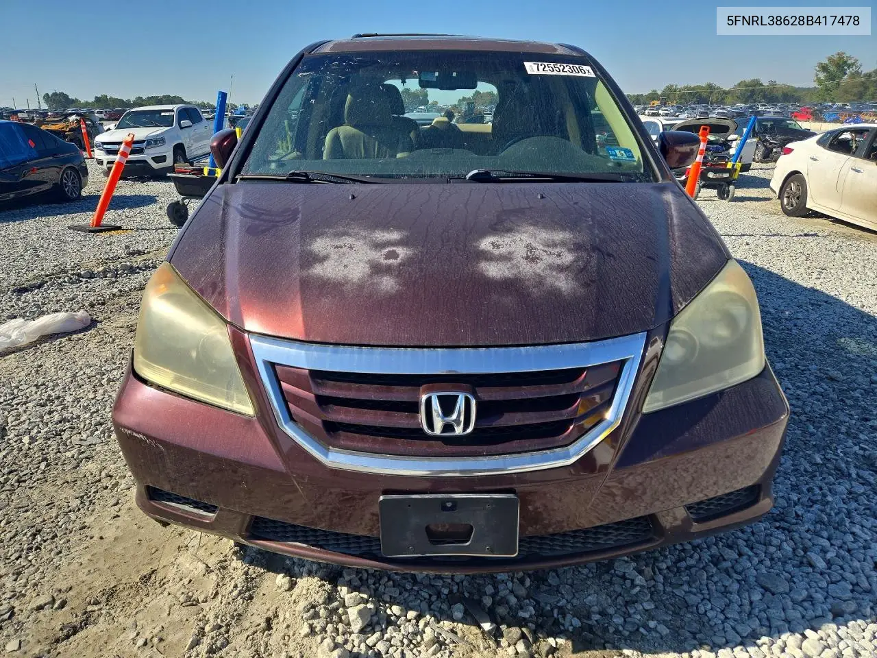 2008 HONDA ODYSSEY VIN 5FNRL38628B417478 — фото 5