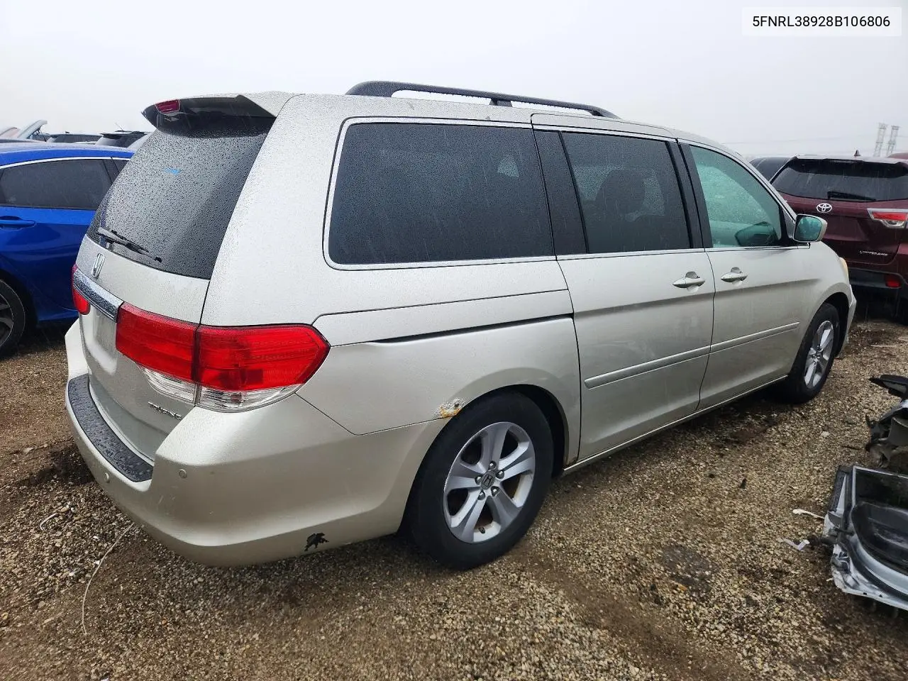 2008 HONDA ODYSSEY VIN 5FNRL38928B106806 — фото 3