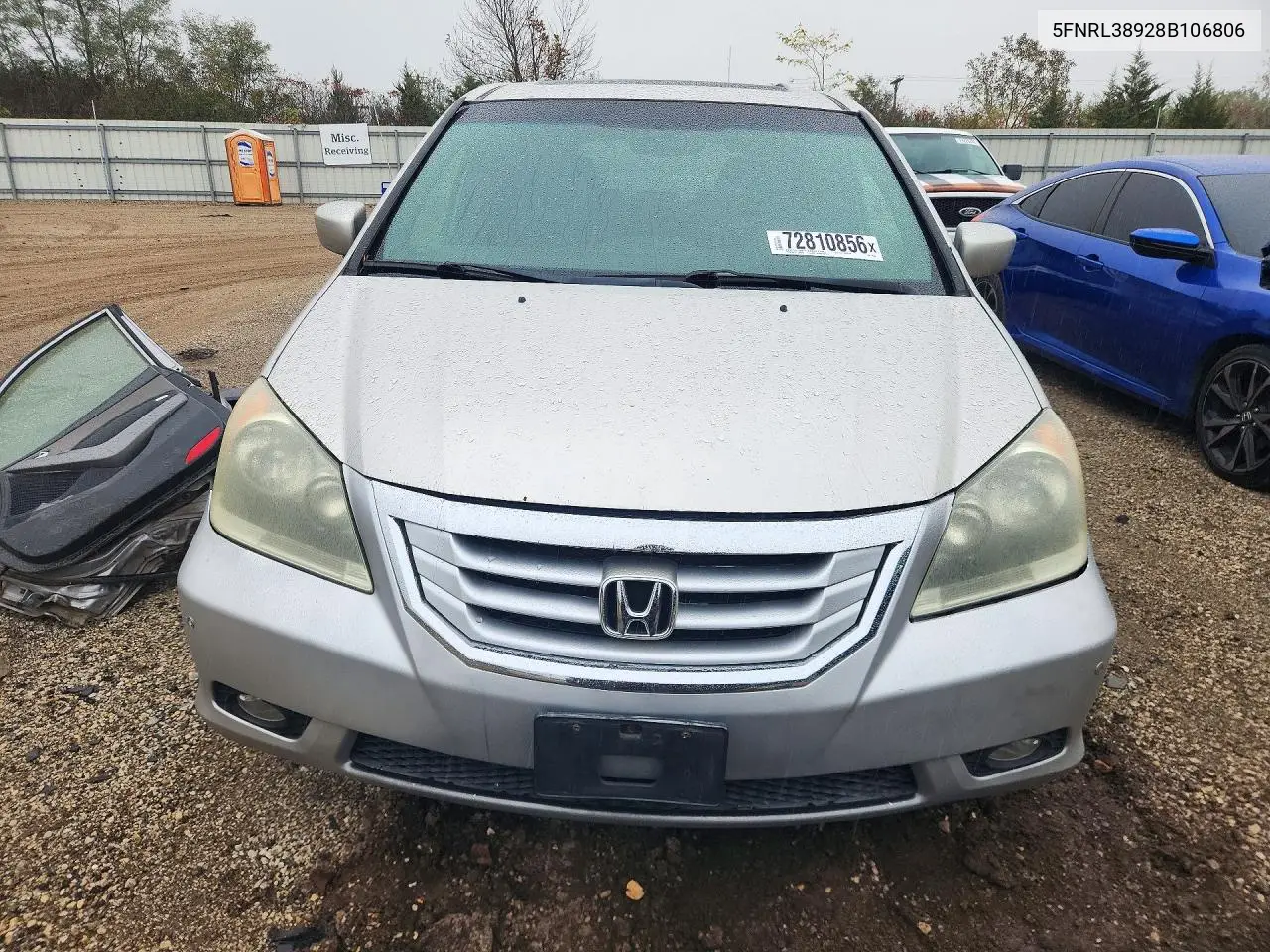 2008 HONDA ODYSSEY VIN 5FNRL38928B106806 — фото 5