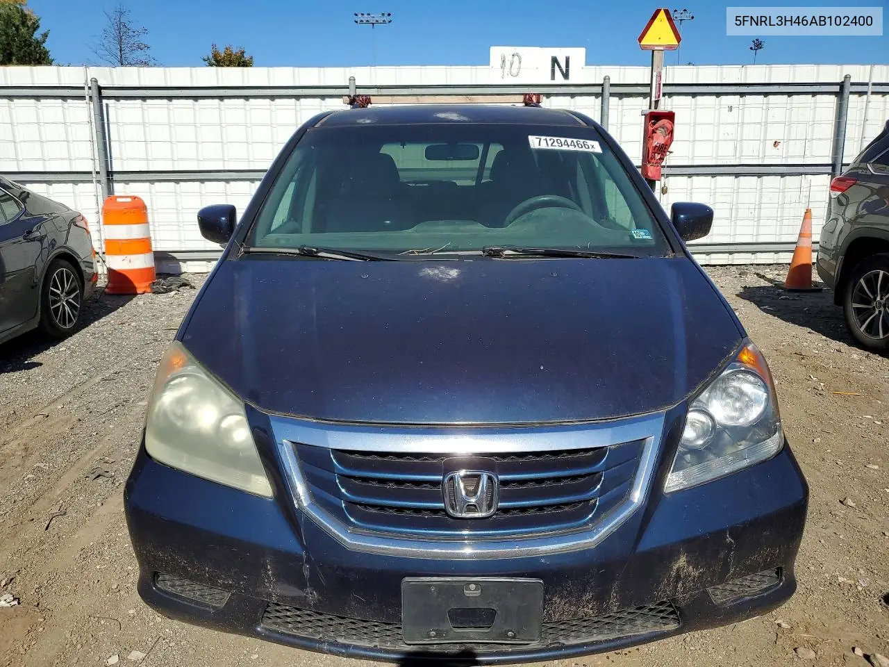 2010 HONDA ODYSSEY VIN 5FNRL3H46AB102400 — фото 5