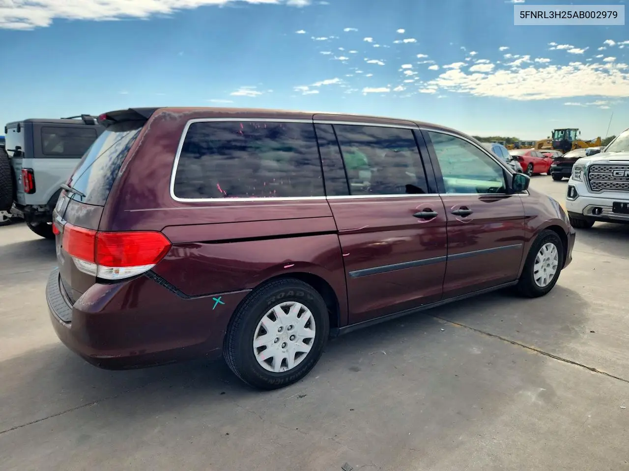 2010 HONDA ODYSSEY VIN 5FNRL3H25AB002979 — фото 3