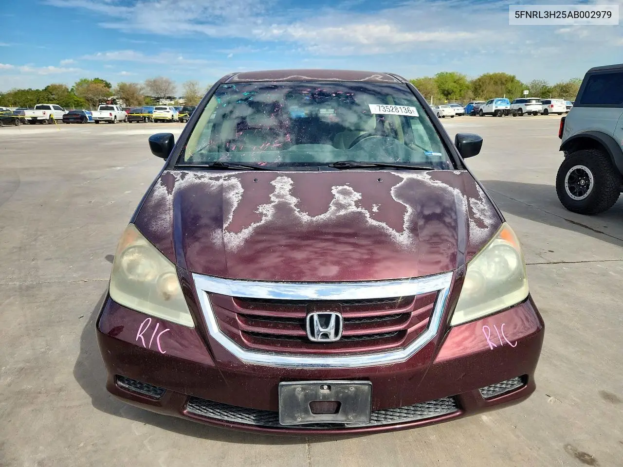 2010 HONDA ODYSSEY VIN 5FNRL3H25AB002979 — фото 5