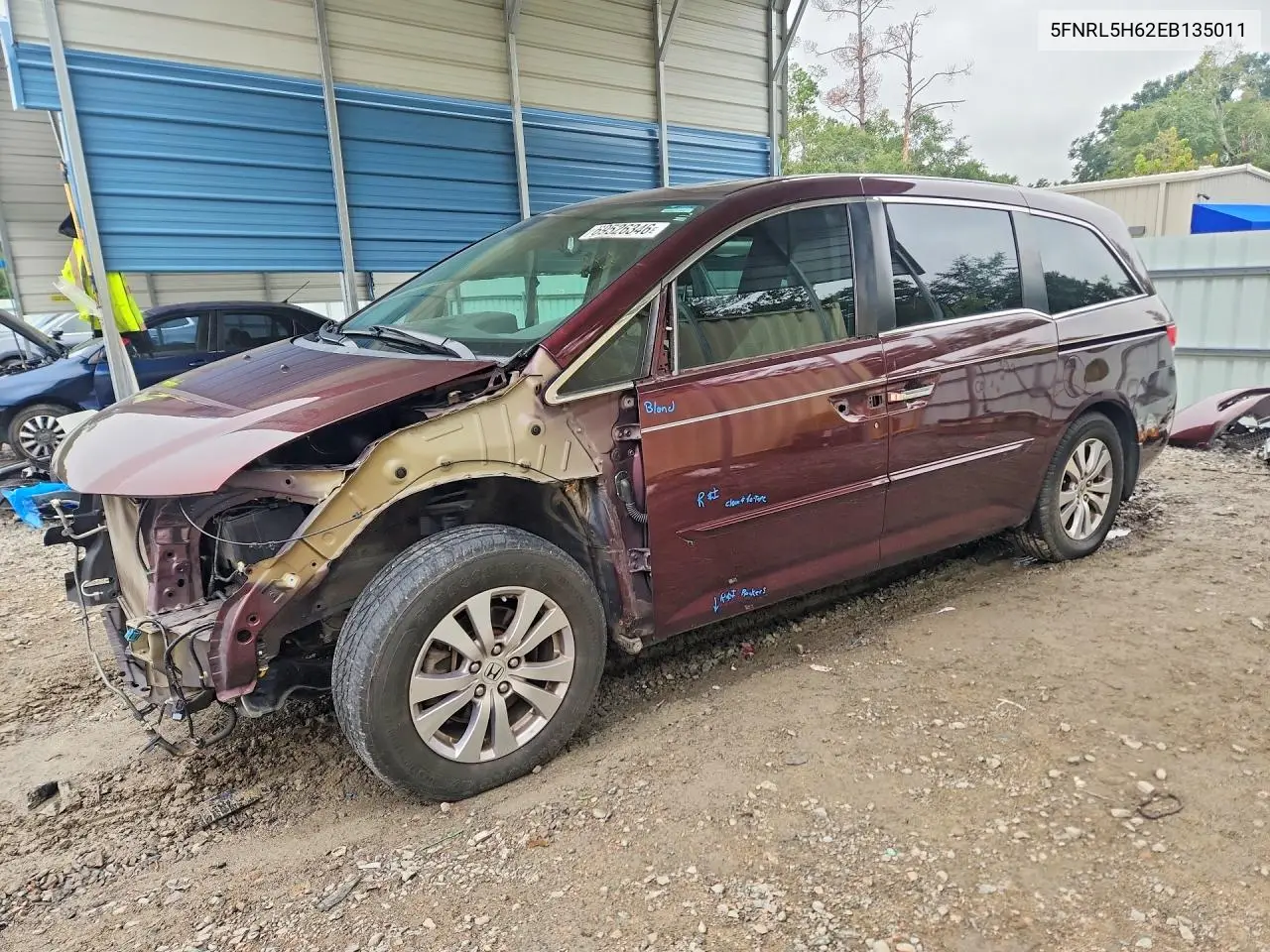 HONDA ODYSSEY 2014, VIN 5FNRL5H62EB135011