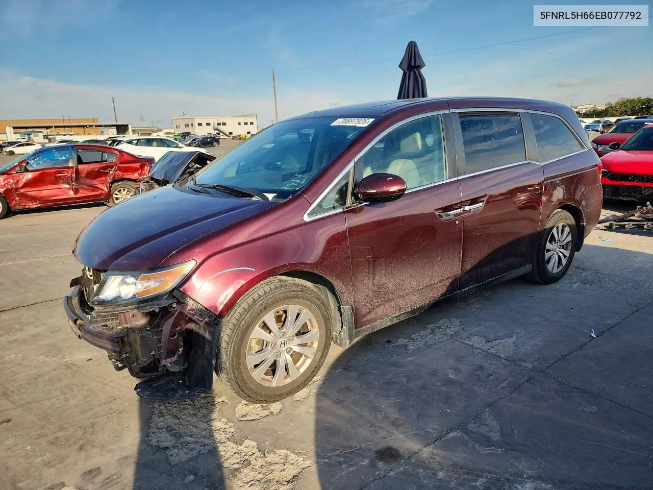 2014 HONDA ODYSSEY VIN 5FNRL5H66EB077792 — фото 2