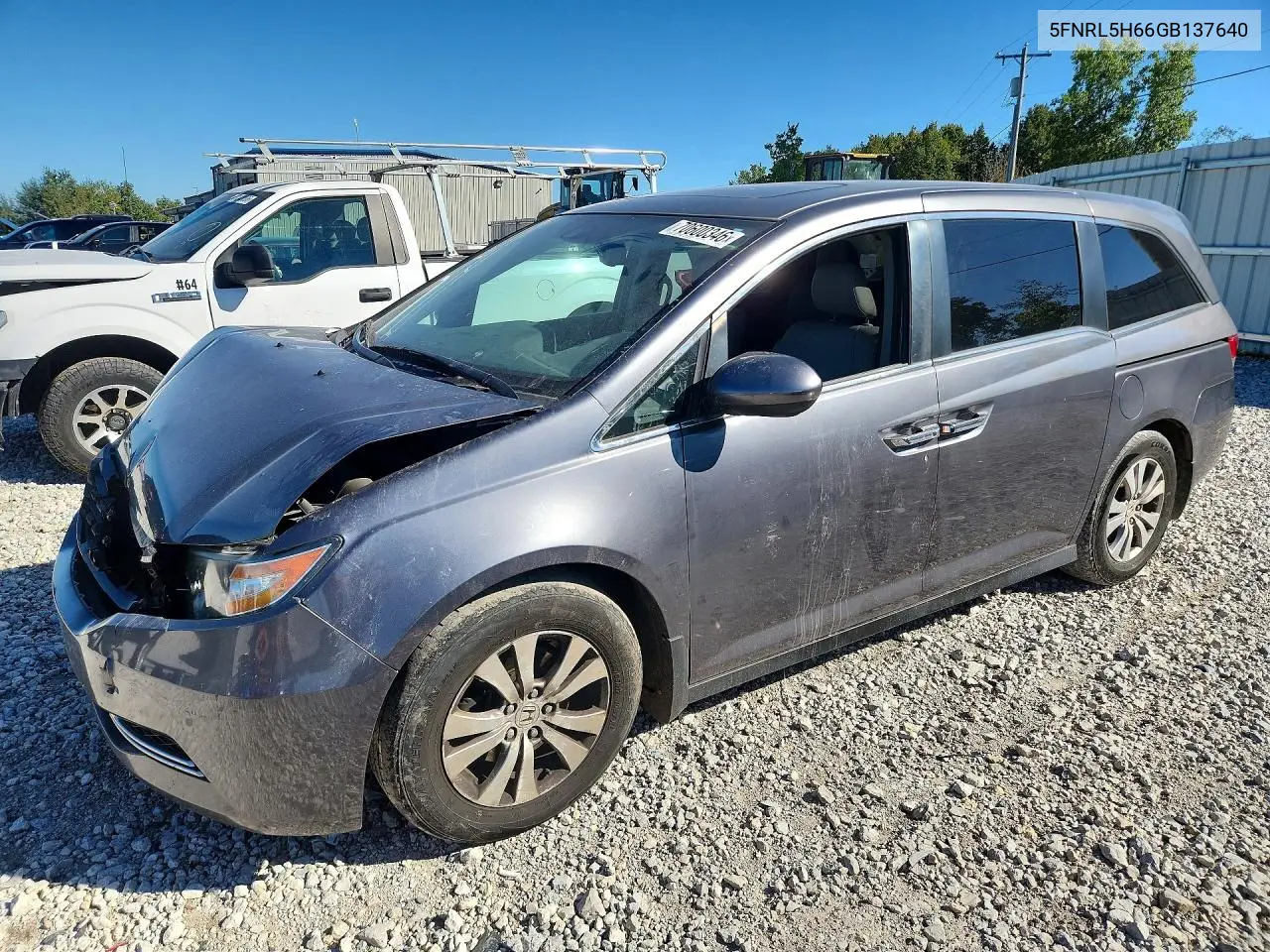 HONDA ODYSSEY 2016, VIN 5FNRL5H66GB137640