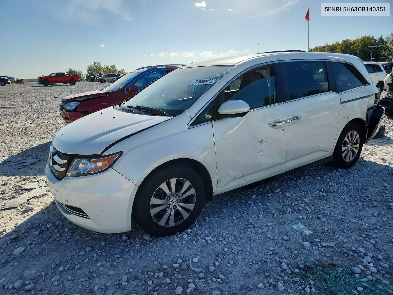 HONDA ODYSSEY 2016, VIN 5FNRL5H63GB140351