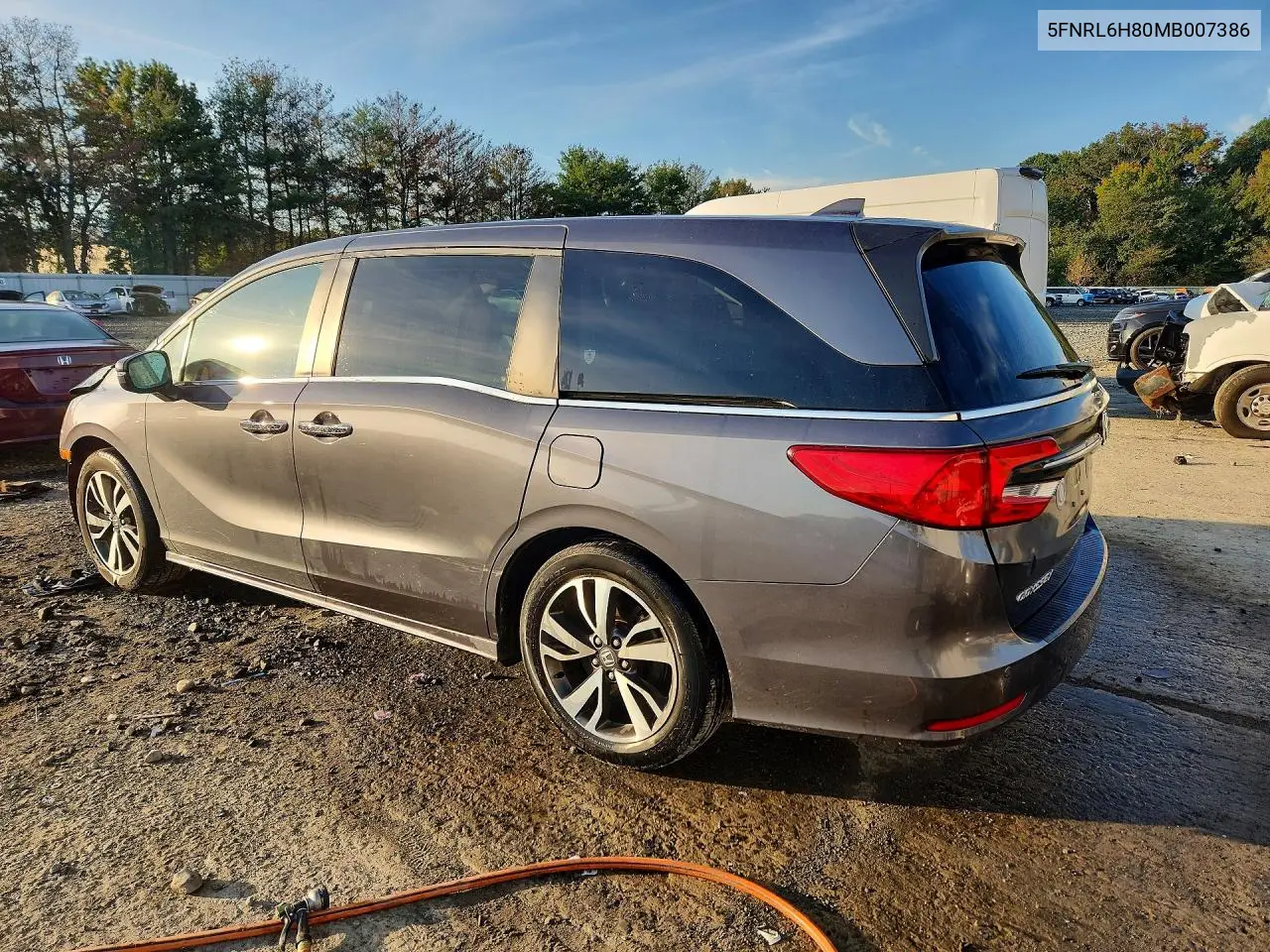 2021 HONDA ODYSSEY VIN 5FNRL6H80MB007386 — фото 2