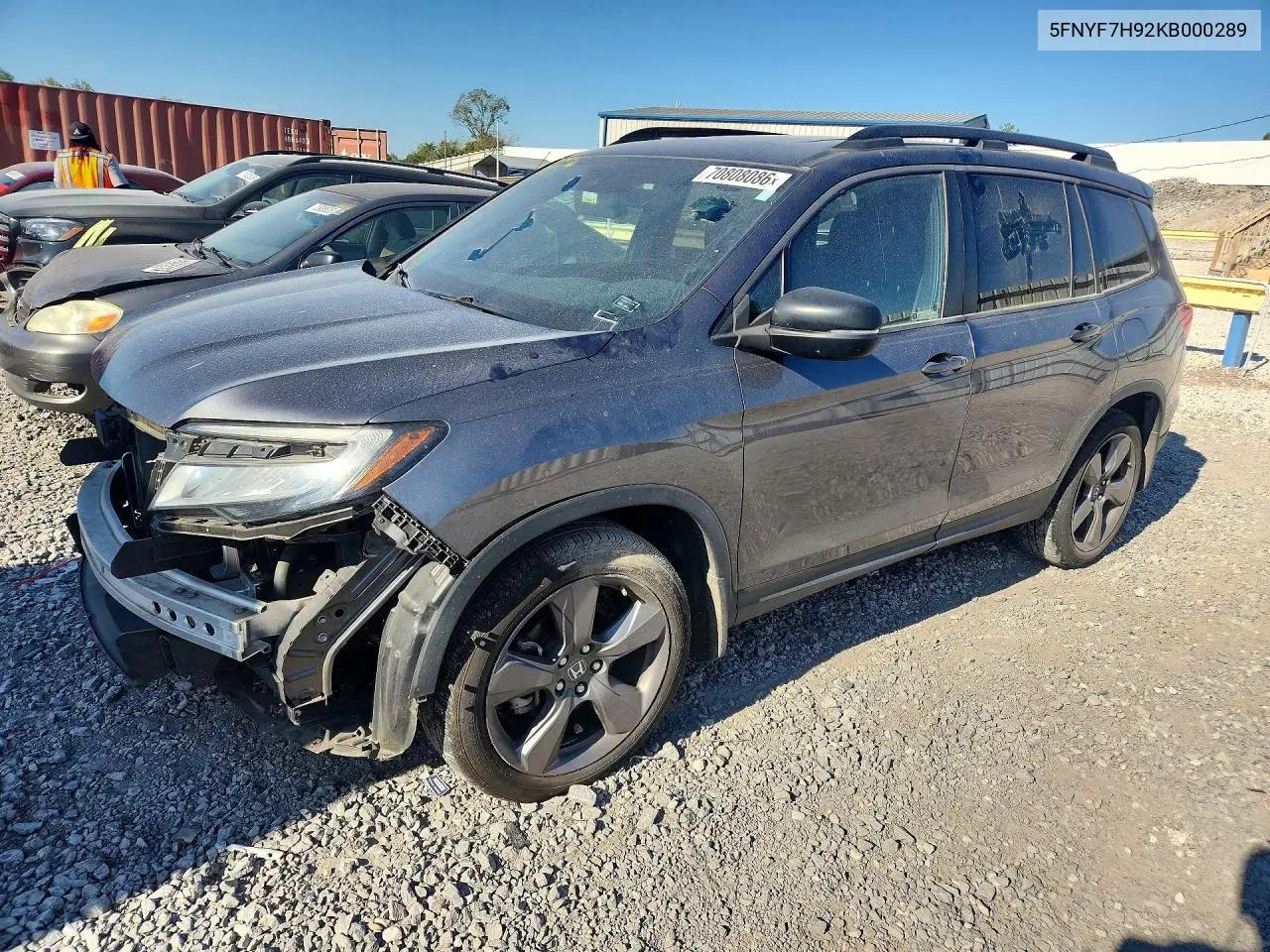 HONDA PASSPORT 2019, VIN 5FNYF7H92KB000289