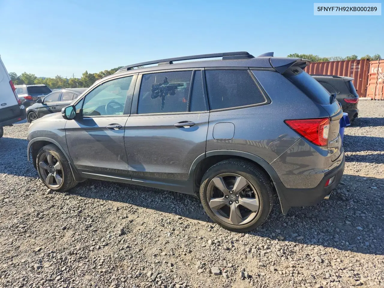 2019 HONDA PASSPORT VIN 5FNYF7H92KB000289 — фото 2