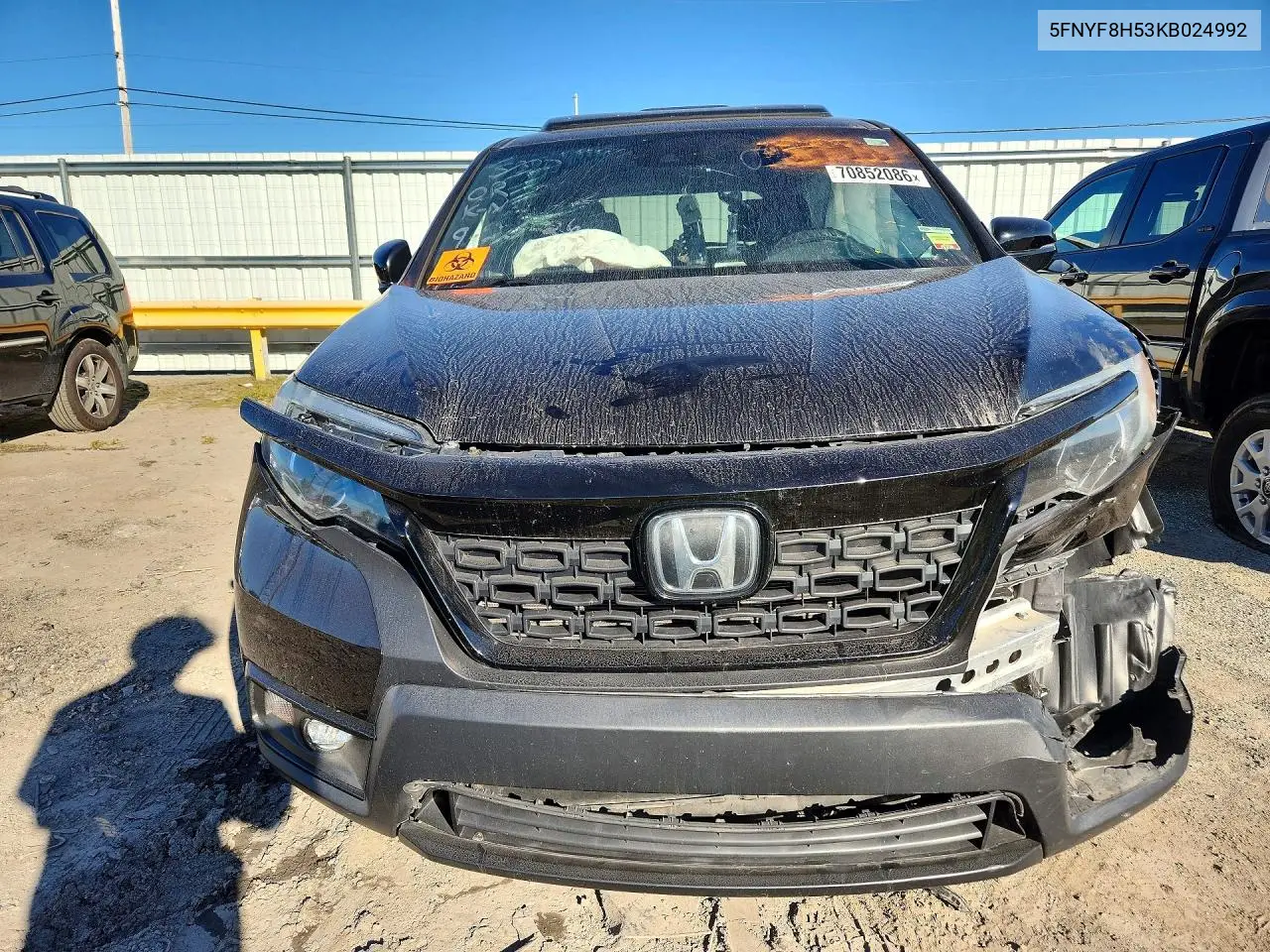 2019 HONDA PASSPORT VIN 5FNYF8H53KB024992 — фото 5