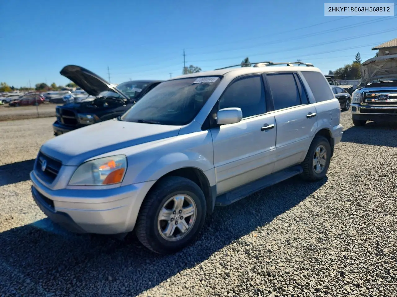 HONDA PILOT 2003, VIN 2HKYF18663H568812