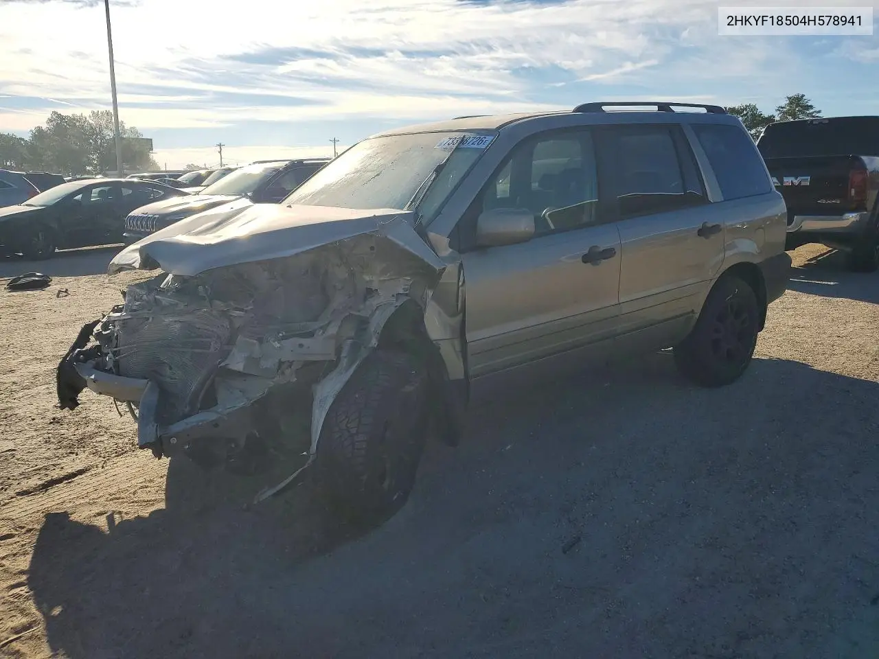 HONDA PILOT 2004, VIN 2HKYF18504H578941