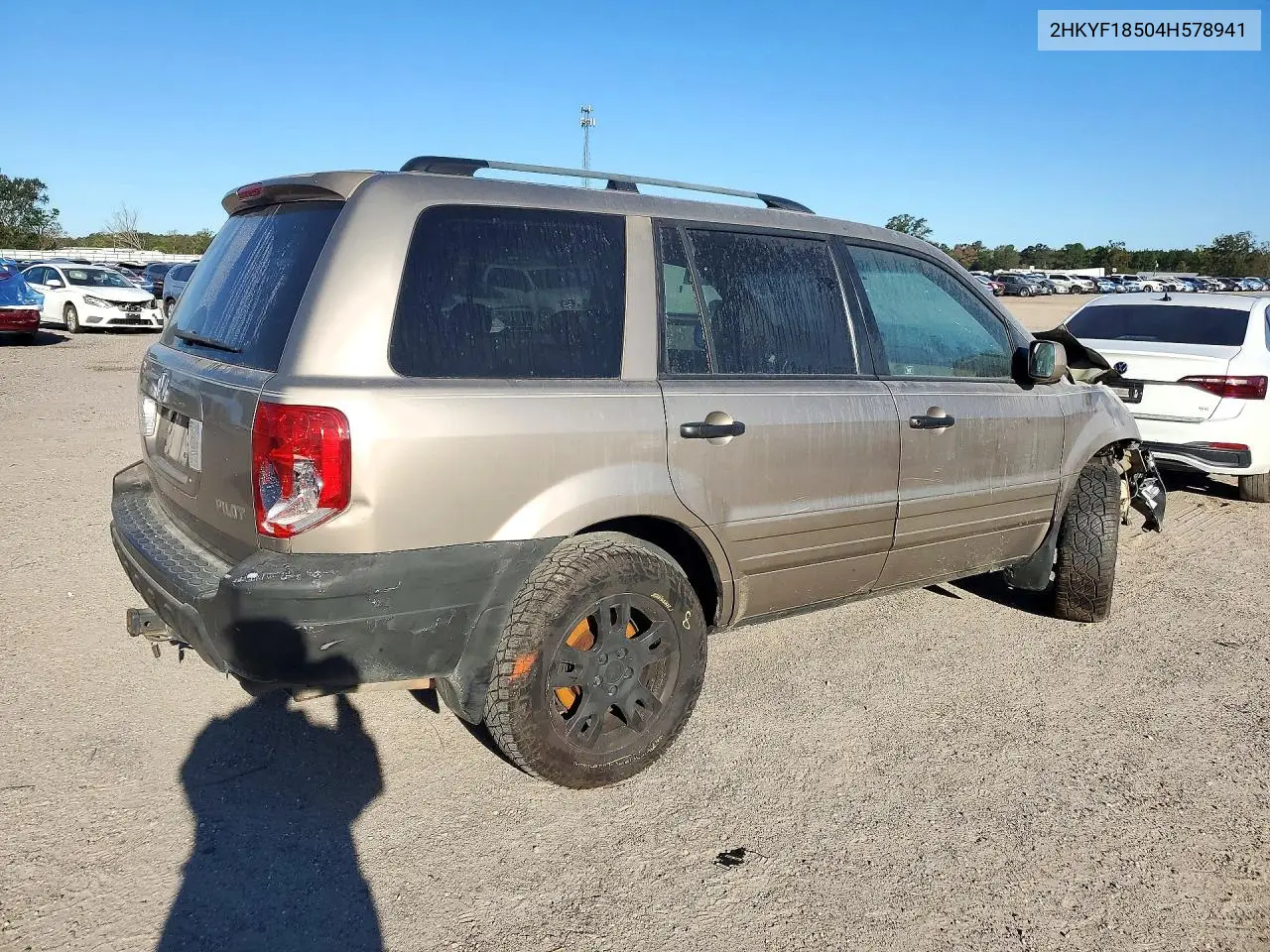 2004 HONDA PILOT VIN 2HKYF18504H578941 — фото 3