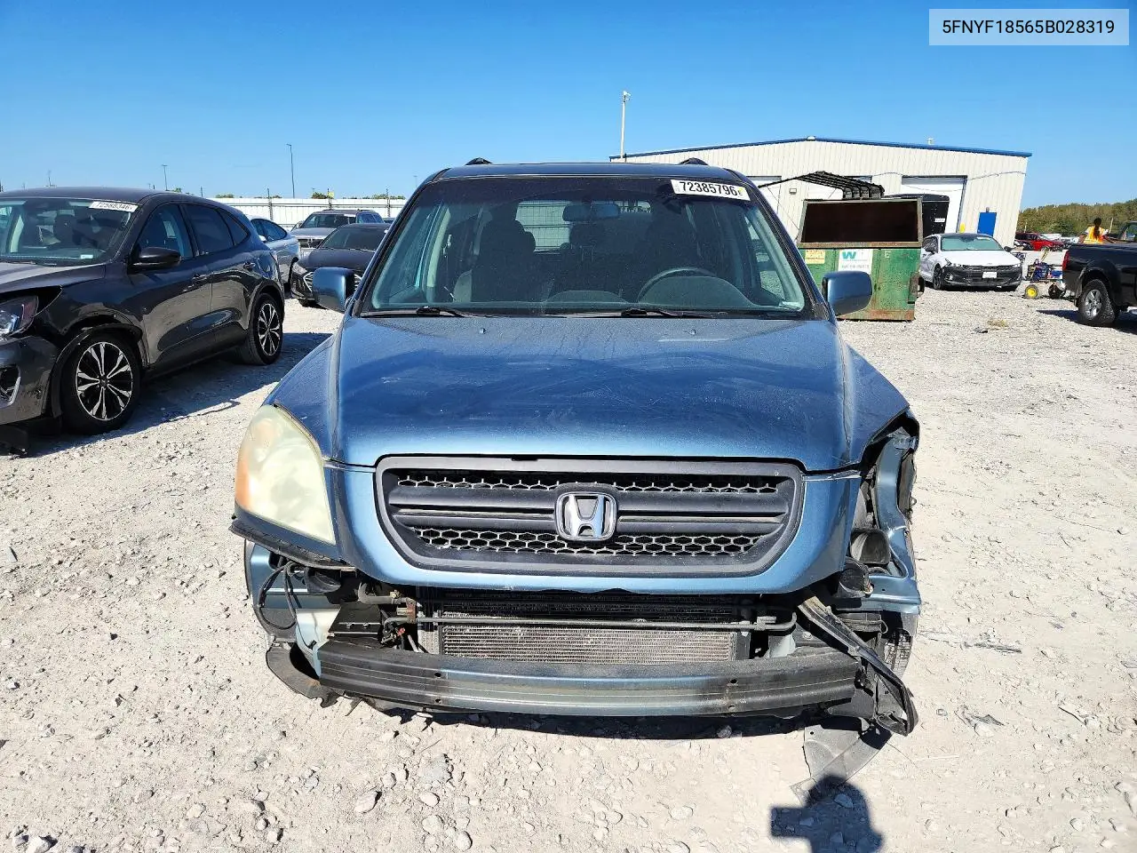 2005 HONDA PILOT VIN 5FNYF18565B028319 — фото 5