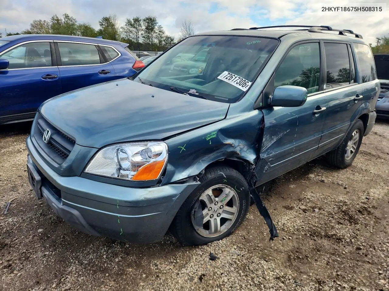 HONDA PILOT 2005, VIN 2HKYF18675H508315