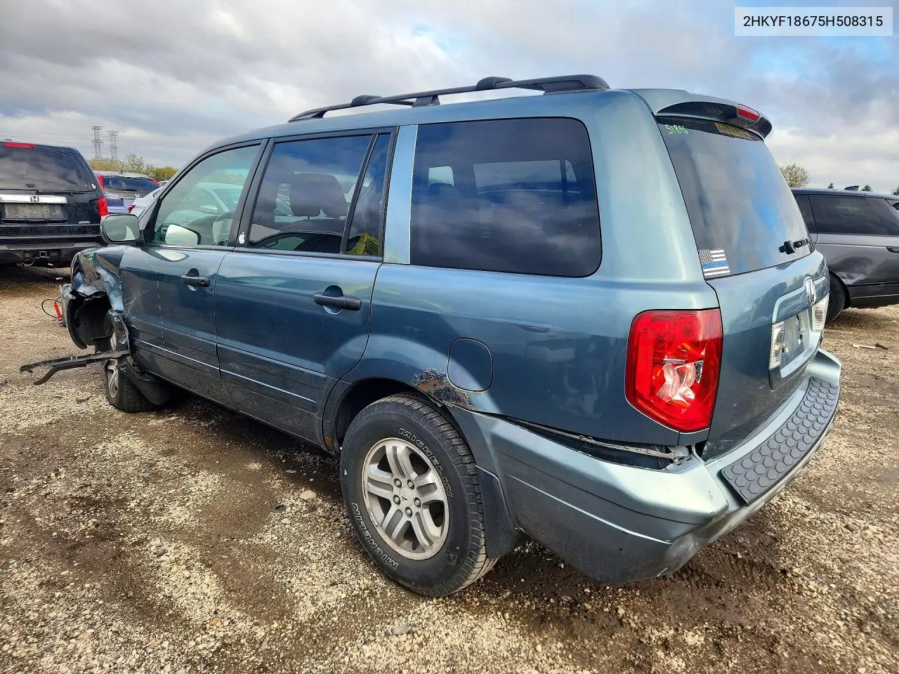 2005 HONDA PILOT VIN 2HKYF18675H508315 — фото 2