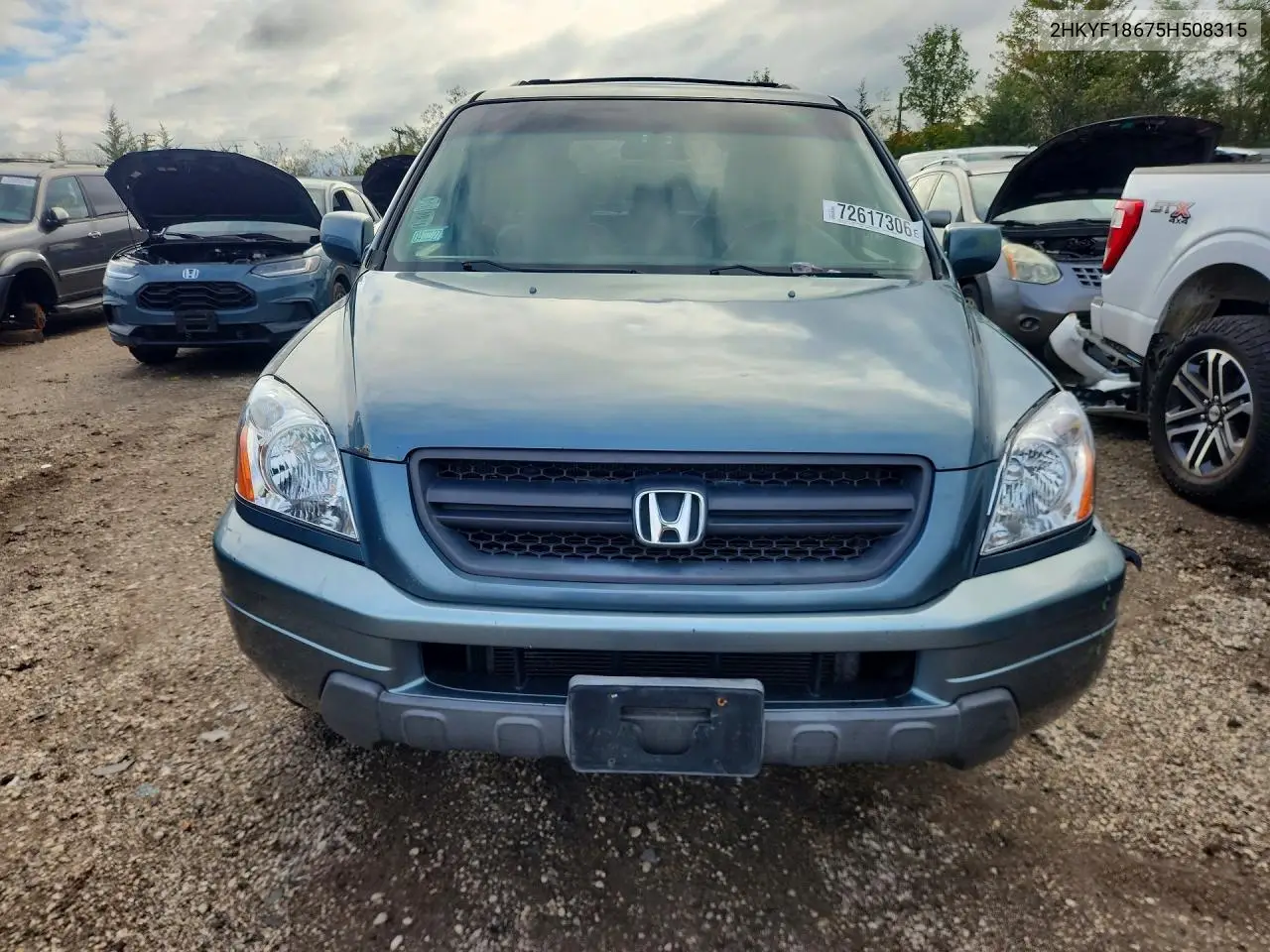 2005 HONDA PILOT VIN 2HKYF18675H508315 — фото 5