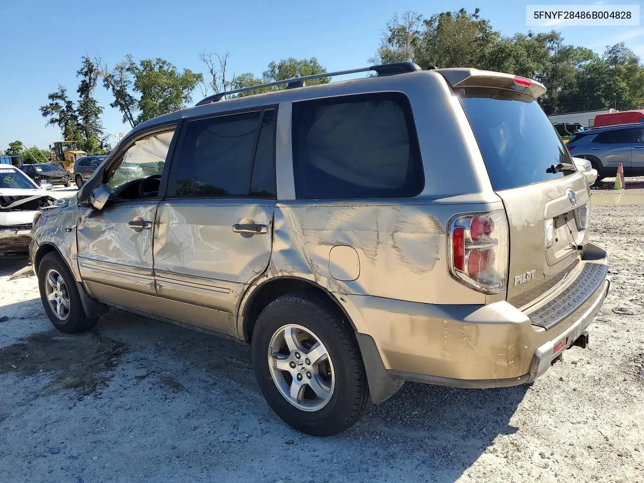 2006 HONDA PILOT VIN 5FNYF28486B004828 — фото 2
