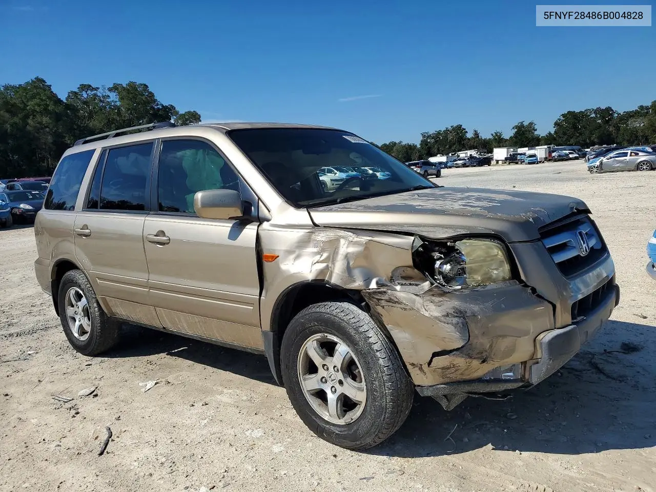 2006 HONDA PILOT VIN 5FNYF28486B004828 — фото 4
