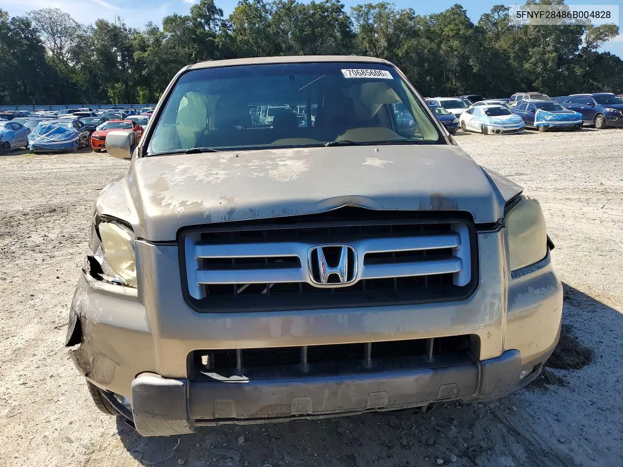 2006 HONDA PILOT VIN 5FNYF28486B004828 — фото 5