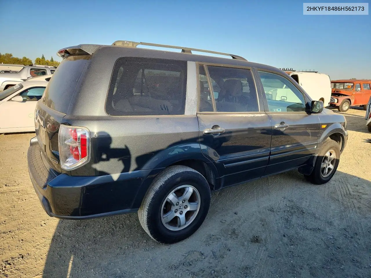 2006 HONDA PILOT VIN 2HKYF18486H562173 — фото 3