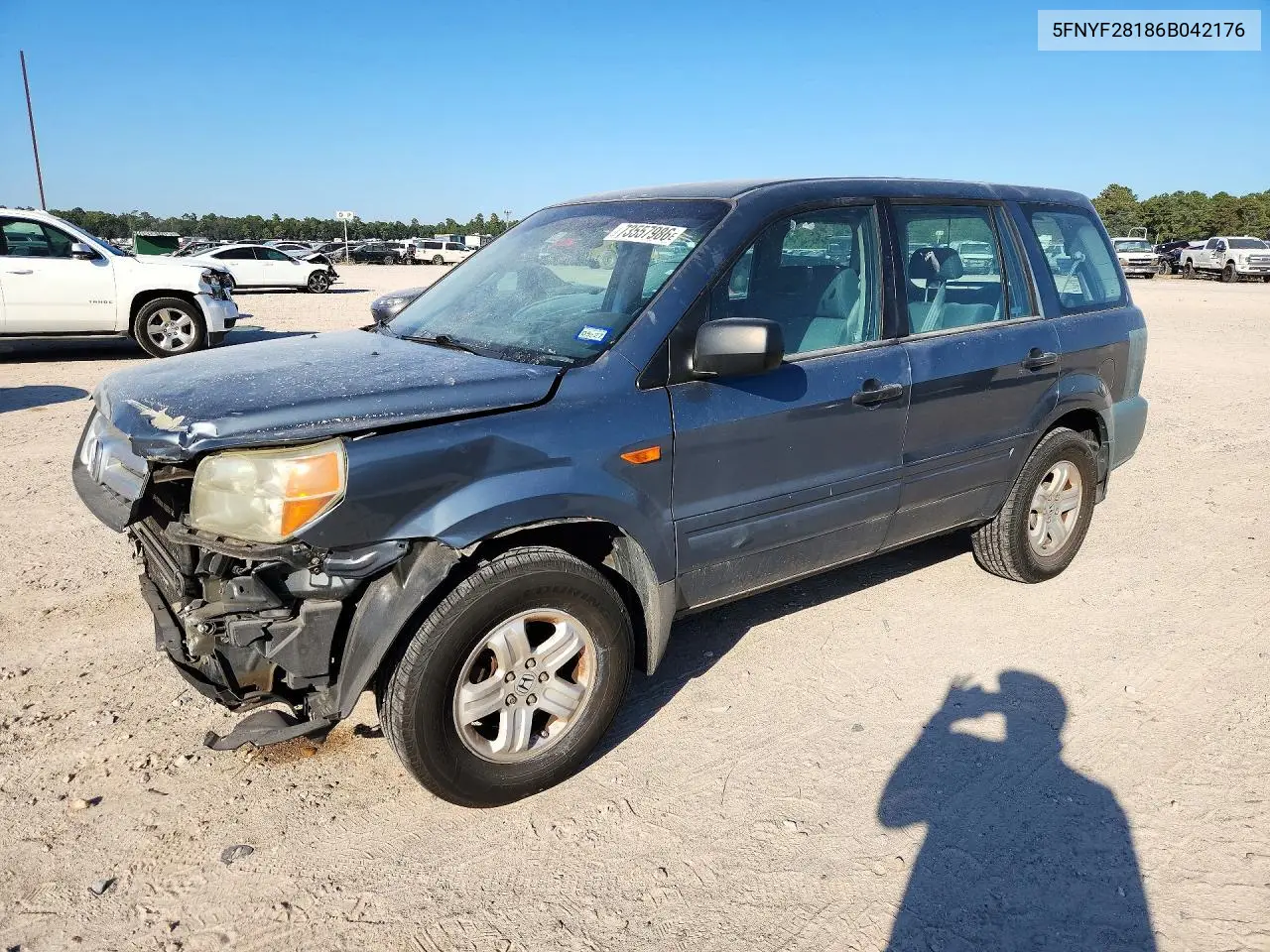 HONDA PILOT 2006, VIN 5FNYF28186B042176