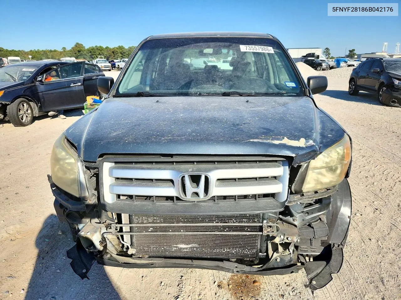 2006 HONDA PILOT VIN 5FNYF28186B042176 — фото 5