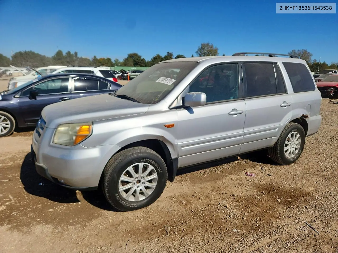 HONDA PILOT 2006, VIN 2HKYF18536H543538
