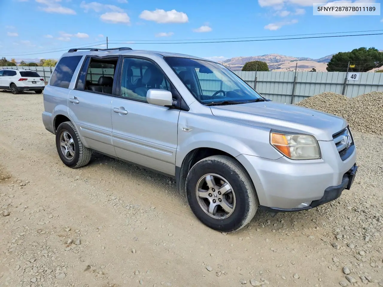 2007 HONDA PILOT VIN 5FNYF28787B011189 — фото 4