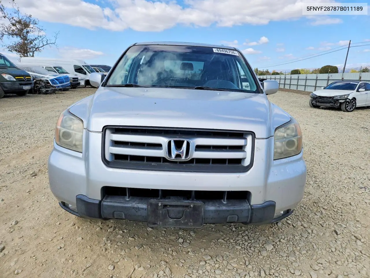 2007 HONDA PILOT VIN 5FNYF28787B011189 — фото 5