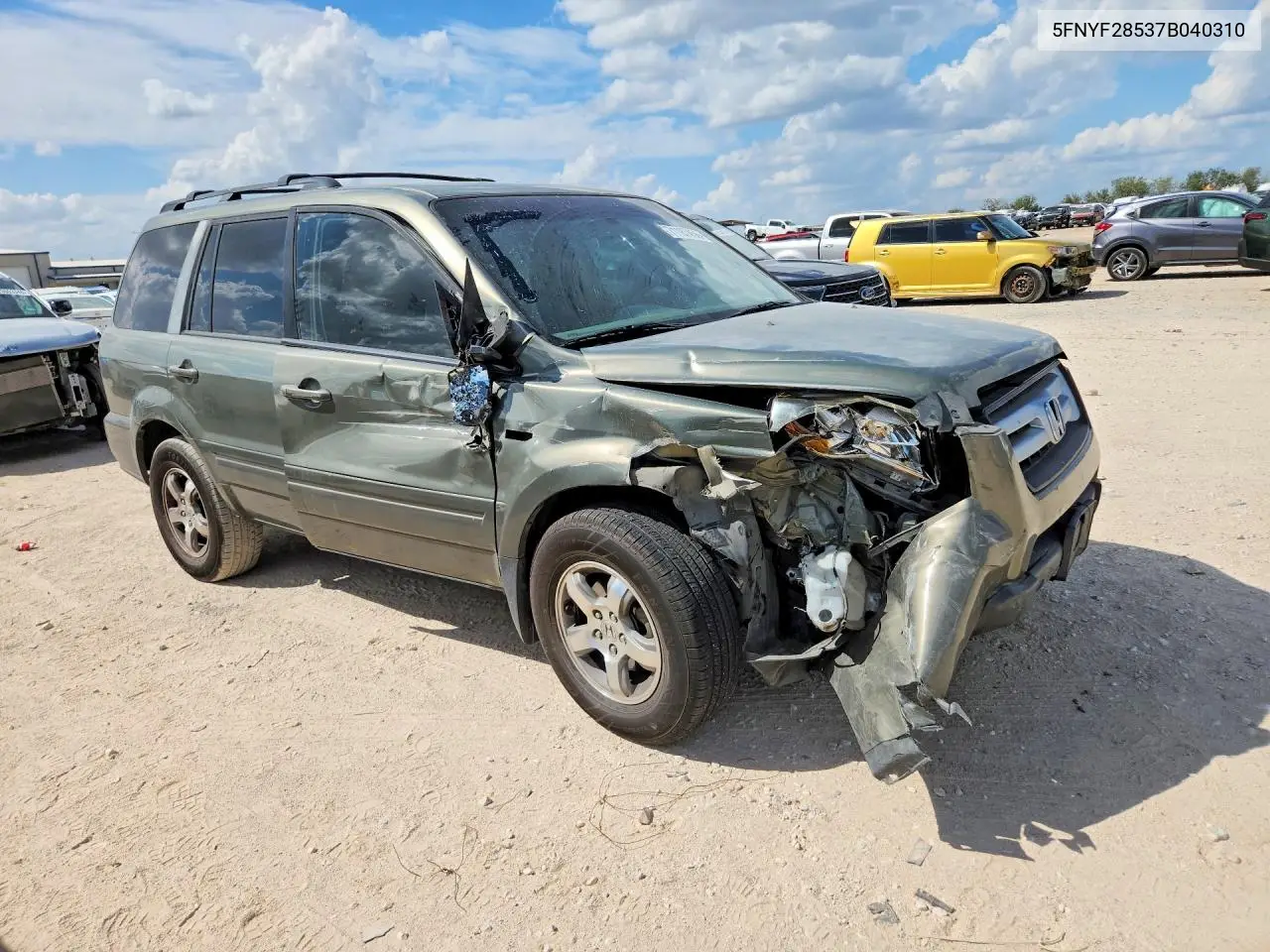 2007 HONDA PILOT VIN 5FNYF28537B040310 — фото 4