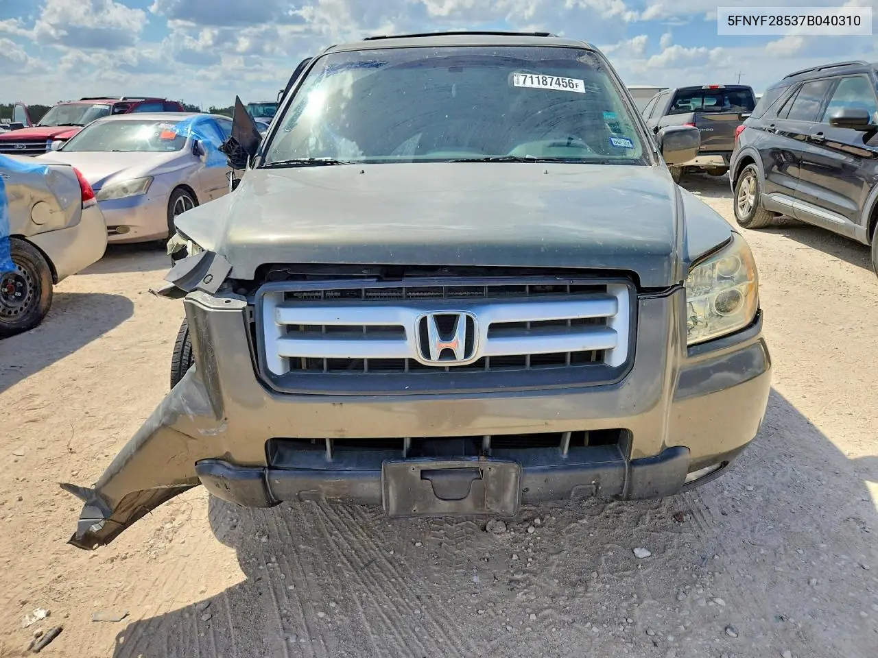 2007 HONDA PILOT VIN 5FNYF28537B040310 — фото 5
