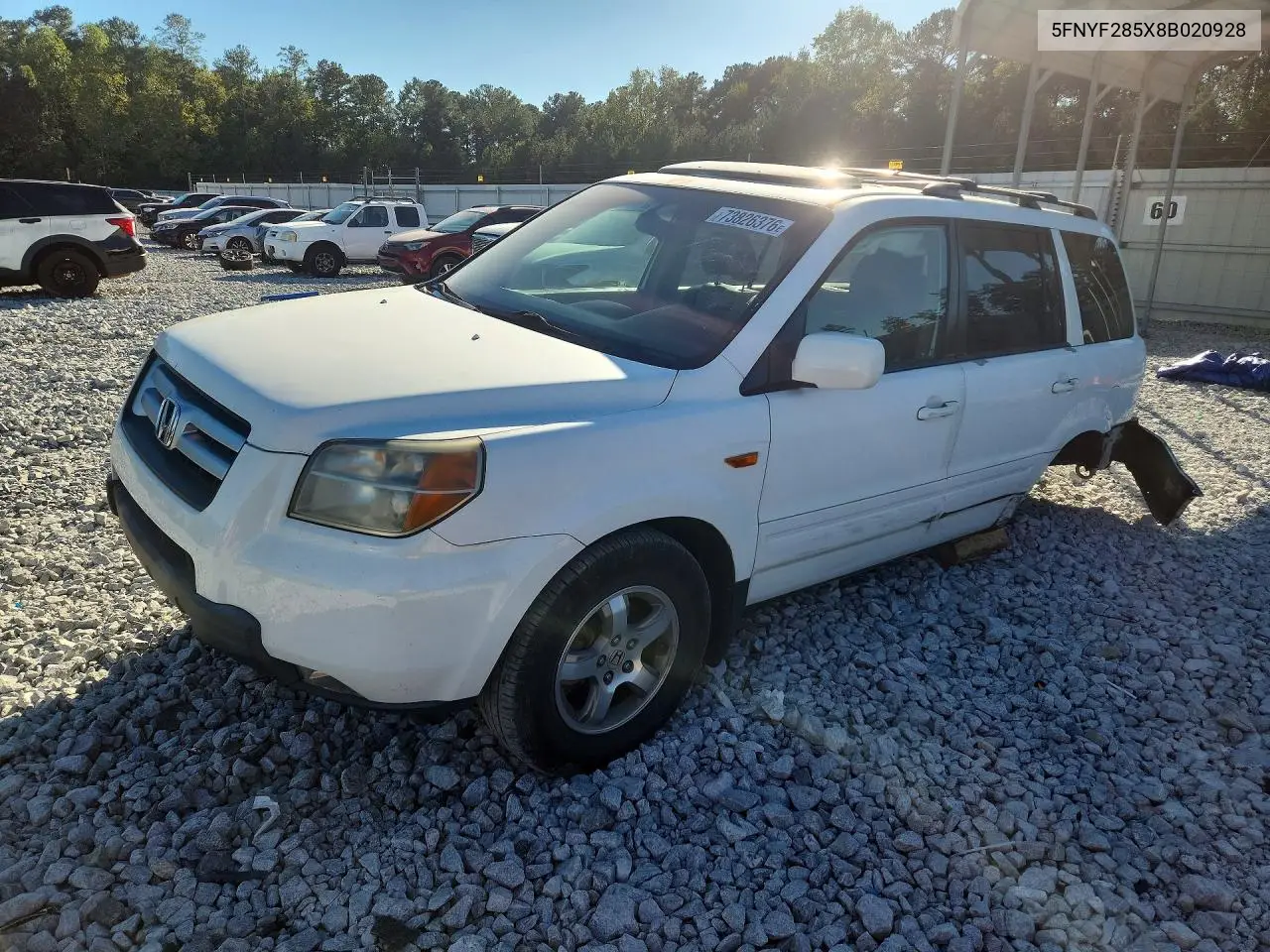 HONDA PILOT 2008, VIN 5FNYF285X8B020928