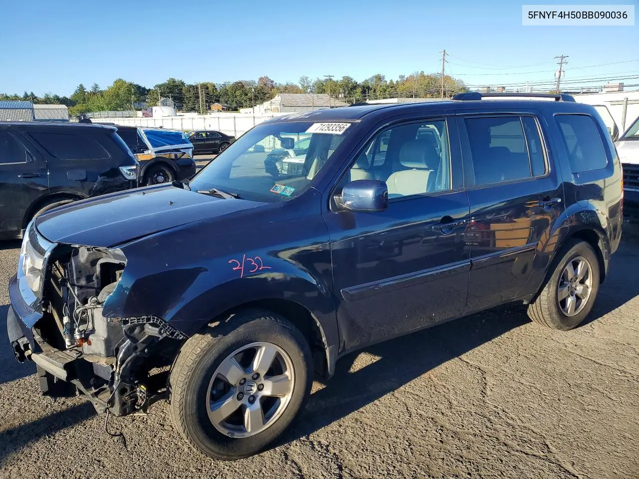 HONDA PILOT 2011, VIN 5FNYF4H50BB090036