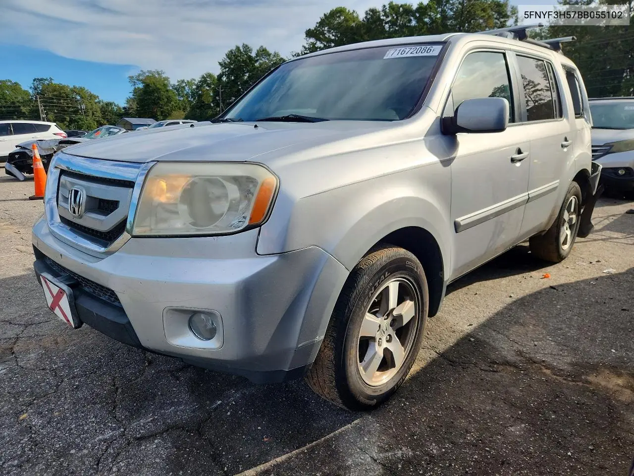 HONDA PILOT 2011, VIN 5FNYF3H57BB055102