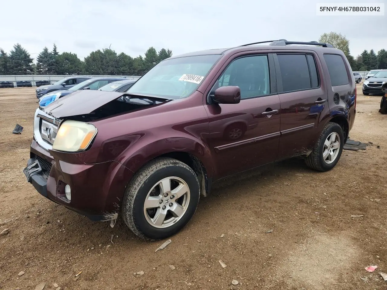 HONDA PILOT 2011, VIN 5FNYF4H67BB031042
