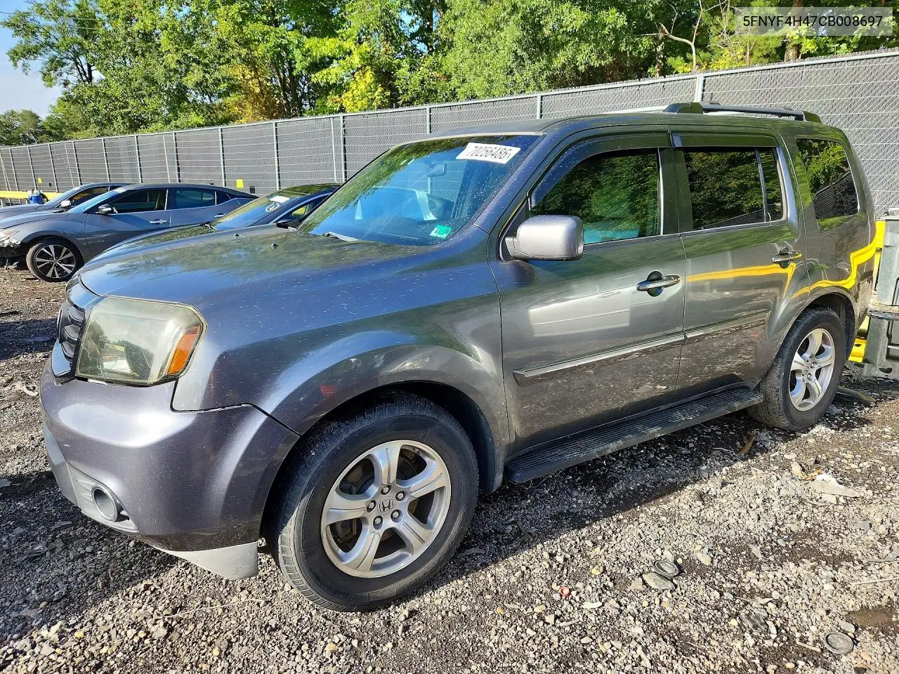 HONDA PILOT 2012, VIN 5FNYF4H47CB008697