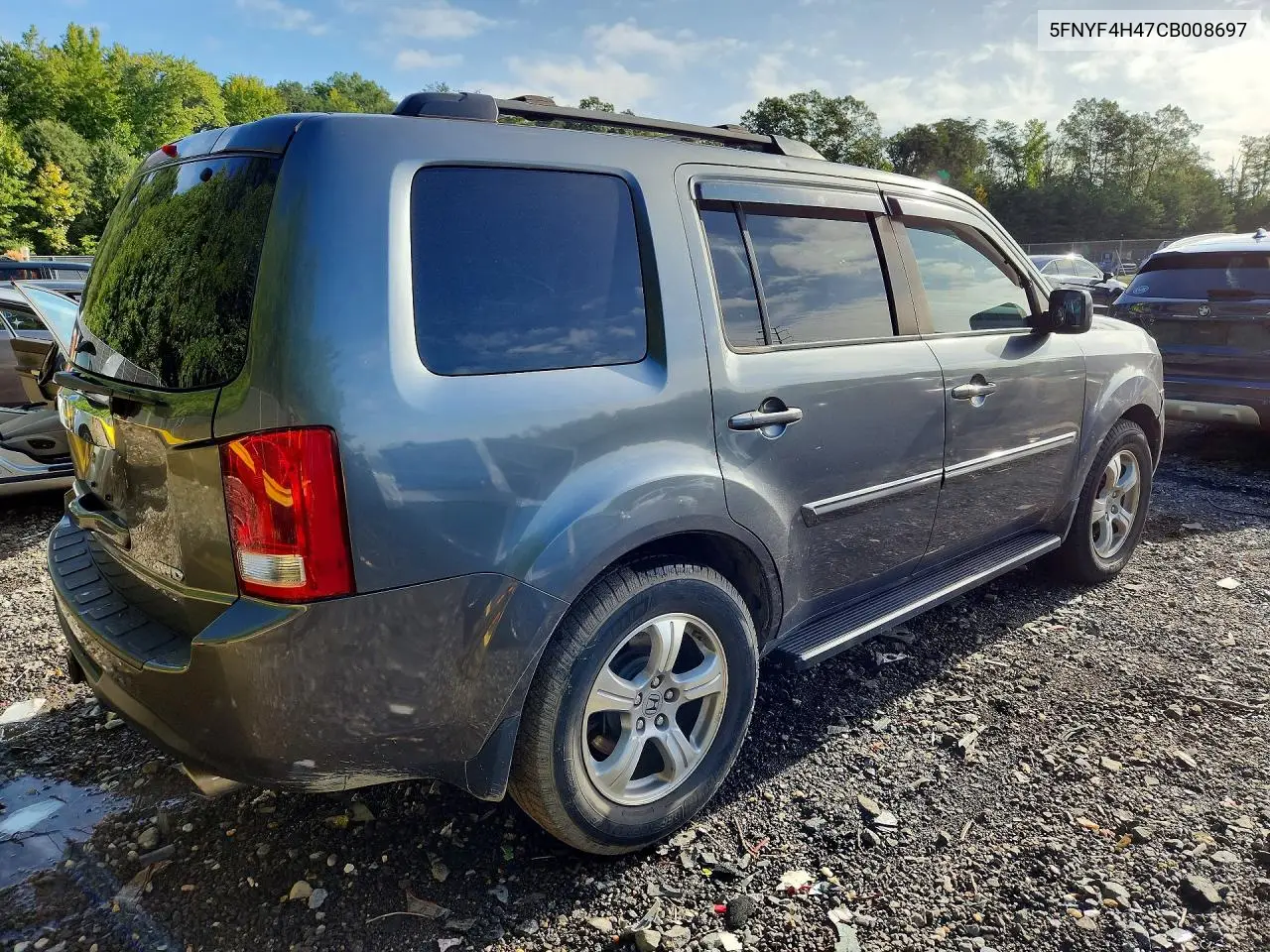 2012 HONDA PILOT VIN 5FNYF4H47CB008697 — фото 3