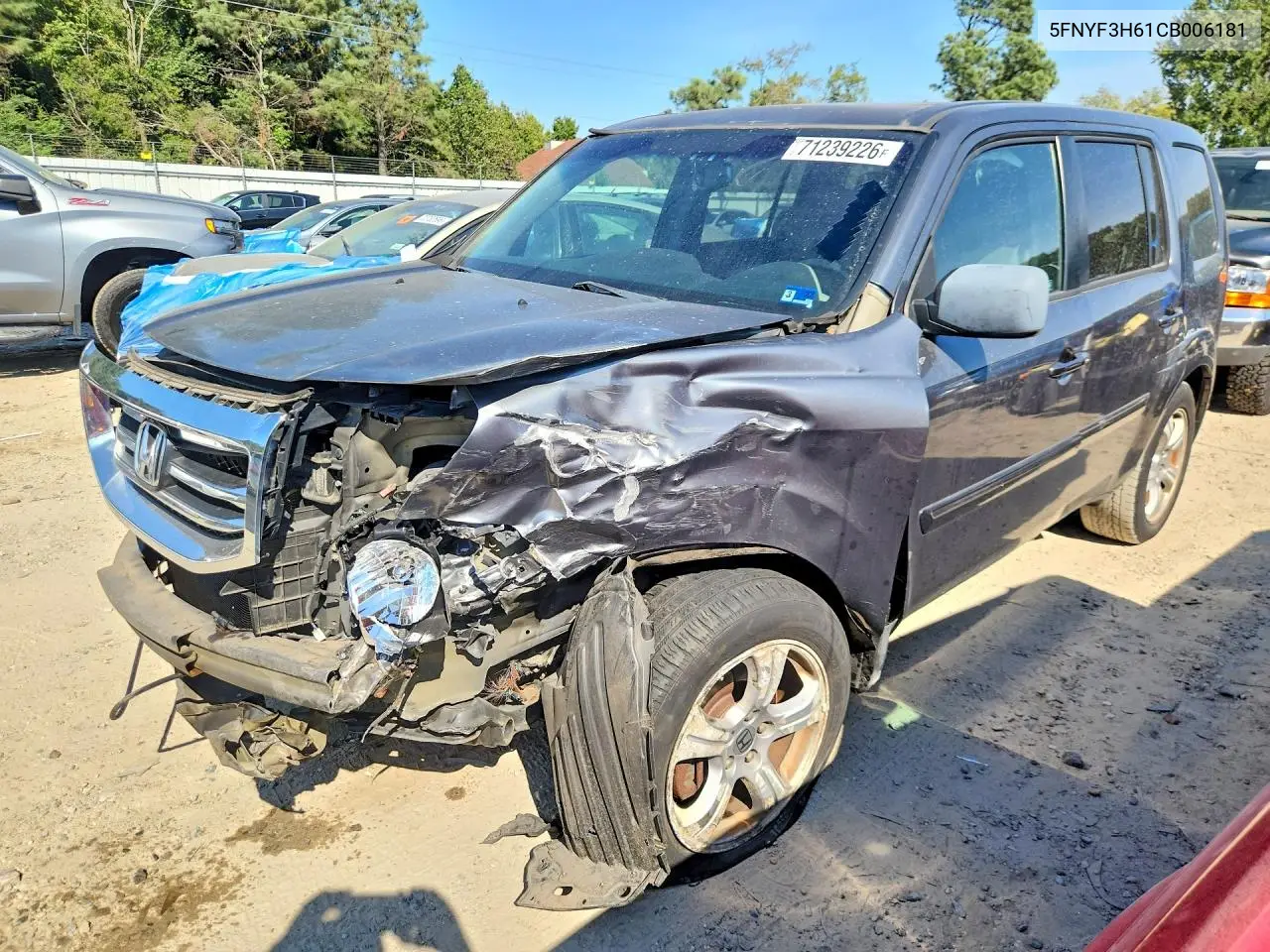 HONDA PILOT 2012, VIN 5FNYF3H61CB006181