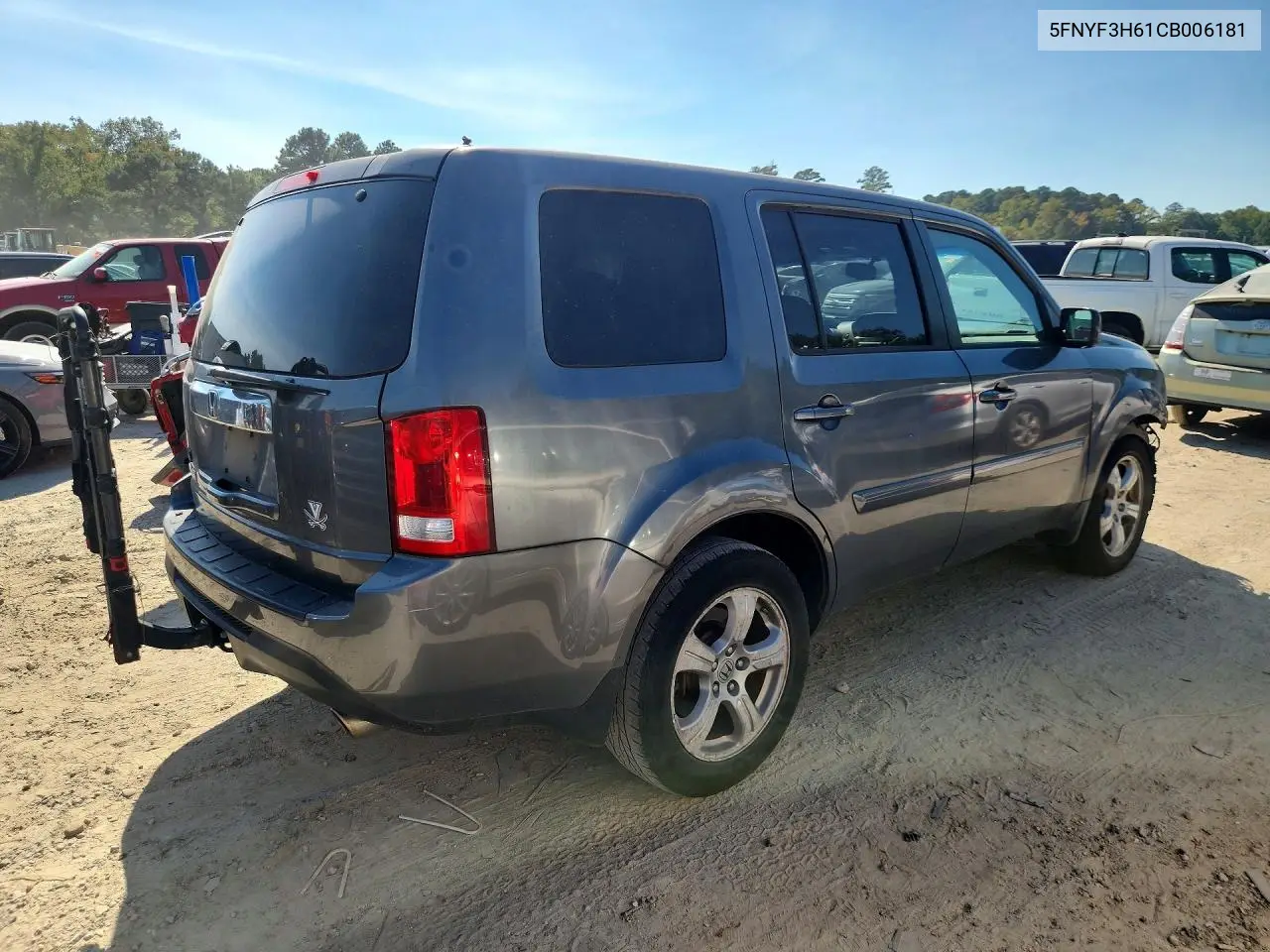 2012 HONDA PILOT VIN 5FNYF3H61CB006181 — фото 3