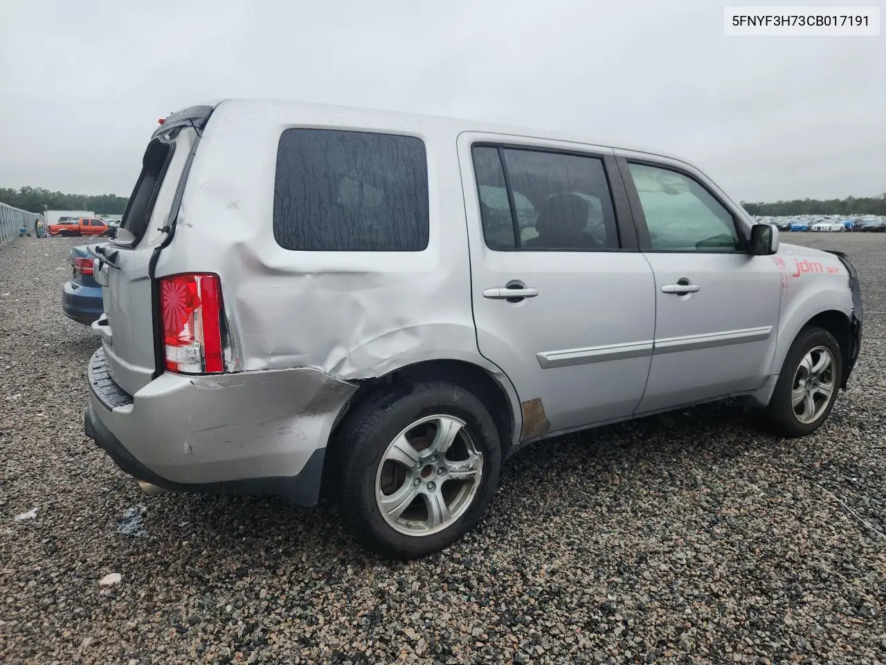 2012 HONDA PILOT VIN 5FNYF3H73CB017191 — фото 3