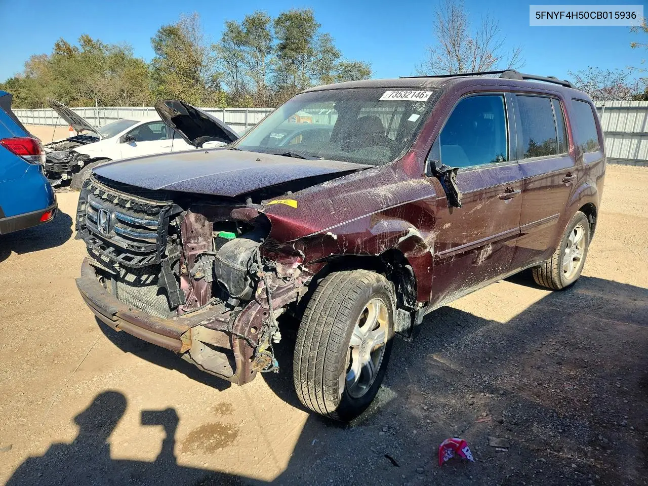 HONDA PILOT 2012, VIN 5FNYF4H50CB015936