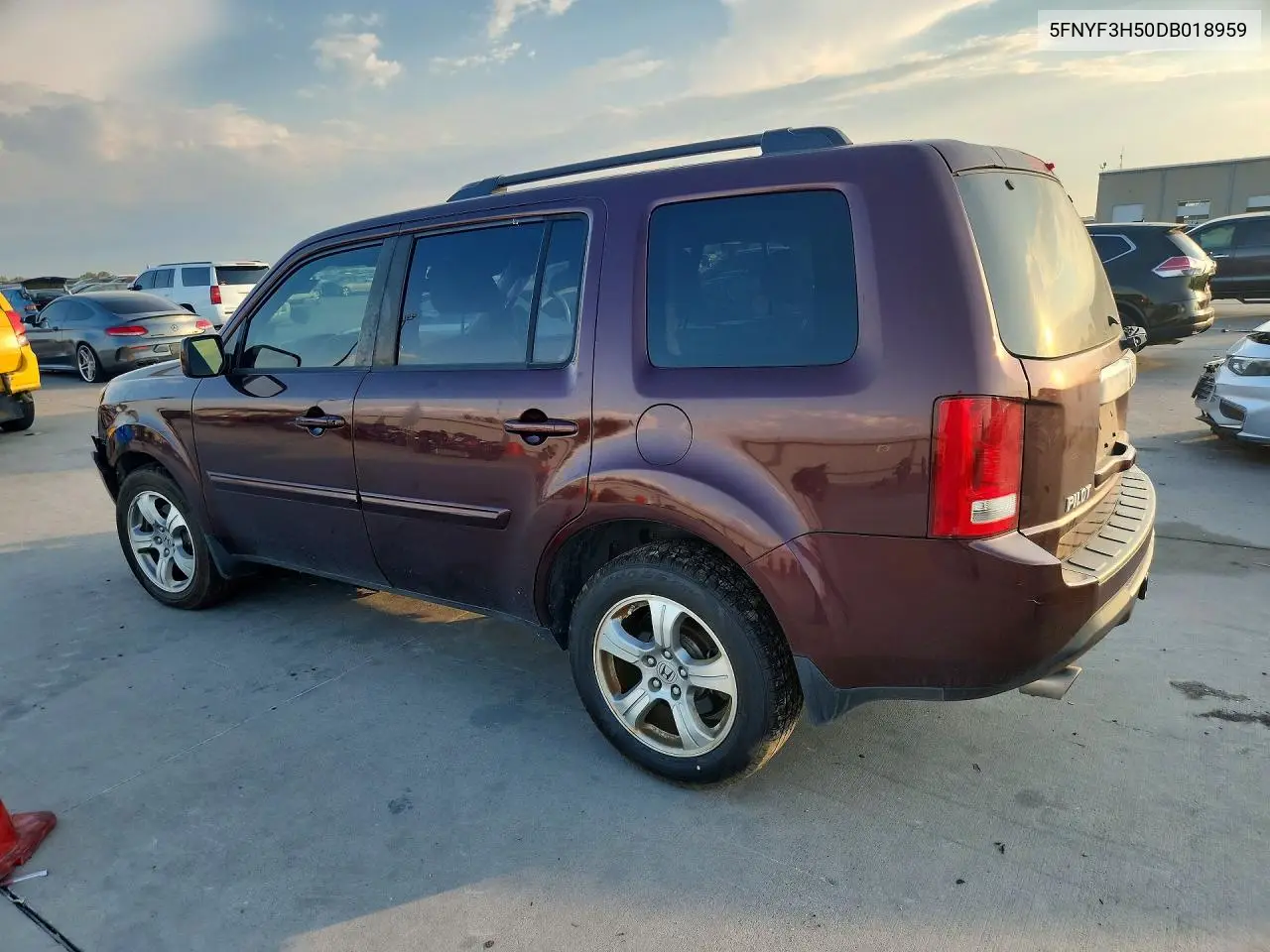 2013 HONDA PILOT VIN 5FNYF3H50DB018959 — фото 2