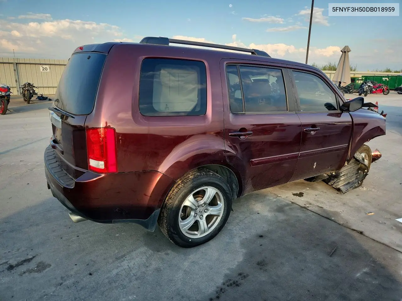 2013 HONDA PILOT VIN 5FNYF3H50DB018959 — фото 3