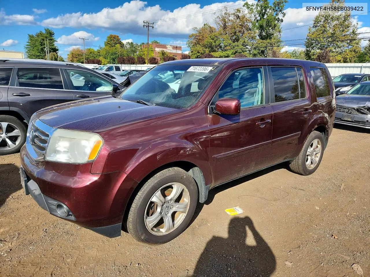 HONDA PILOT 2014, VIN 5FNYF4H58EB039422