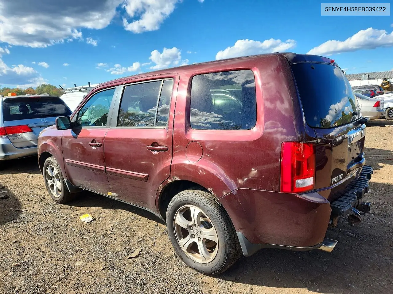 2014 HONDA PILOT VIN 5FNYF4H58EB039422 — фото 2